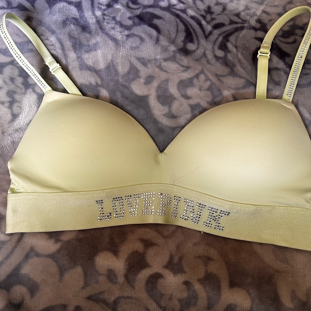 PINK Victoria's Secret Yellow Bra with Love Pink Detail